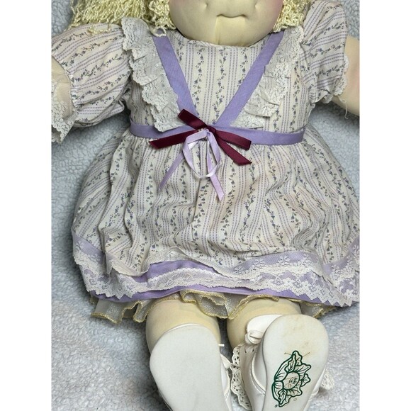 Soft Sculpture Cabbage Patch Kid Doll Blonde Curly Hair Pony Tail 1978 - Picture 3 of 14